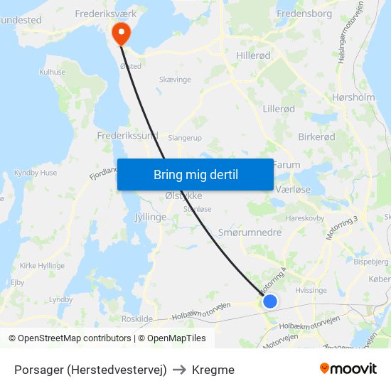 Porsager (Herstedvestervej) to Kregme map