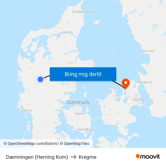 Dæmningen (Herning Kom) to Kregme map