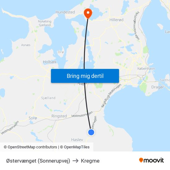 Østervænget (Sonnerupvej) to Kregme map