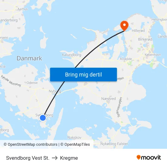 Svendborg Vest St. to Kregme map