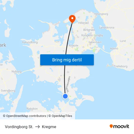 Vordingborg St. to Kregme map
