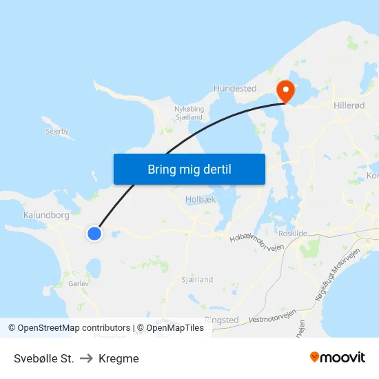 Svebølle St. to Kregme map