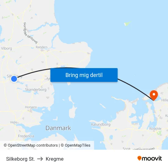 Silkeborg St. to Kregme map