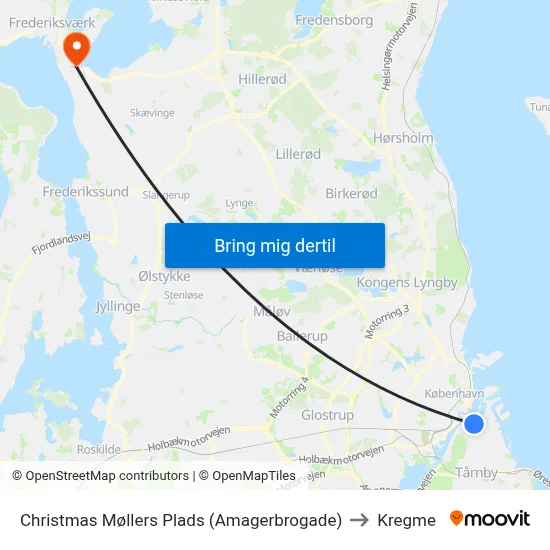 Christmas Møllers Plads (Amagerbrogade) to Kregme map