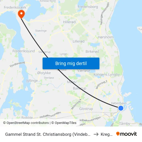 Gammel Strand St. Christiansborg (Vindebrogade) to Kregme map