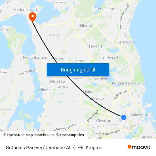 Grøndals Parkvej (Jernbane Allé) to Kregme map