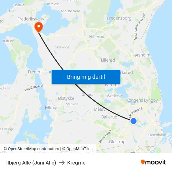 Ilbjerg Allé (Juni Allé) to Kregme map