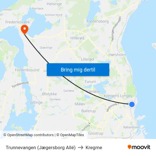 Trunnevangen (Jægersborg Allé) to Kregme map