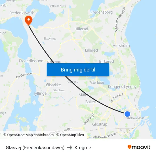 Glasvej (Frederikssundsvej) to Kregme map