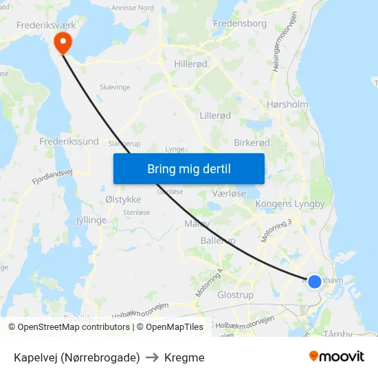 Kapelvej (Nørrebrogade) to Kregme map