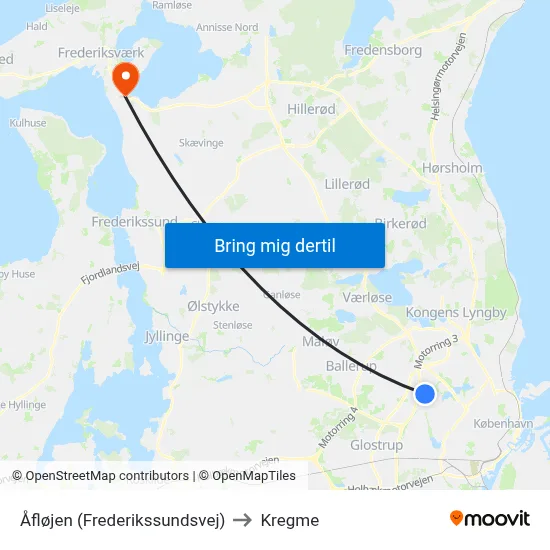 Åfløjen (Frederikssundsvej) to Kregme map