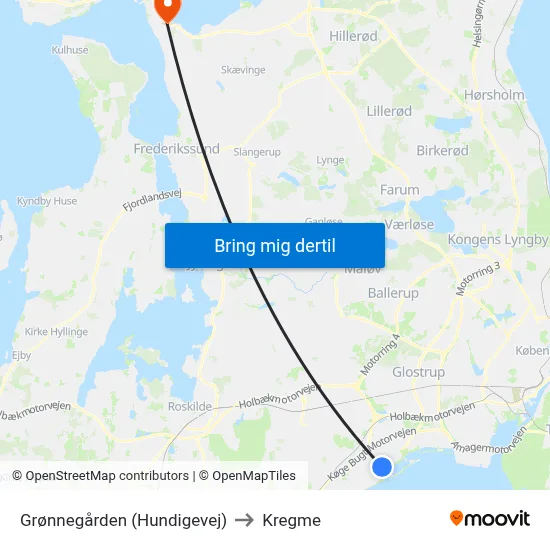 Grønnegården (Hundigevej) to Kregme map