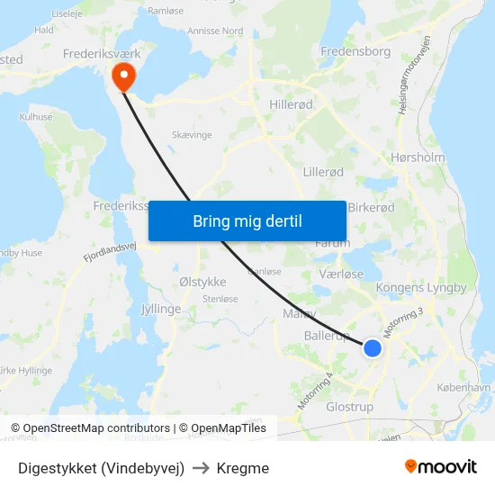 Digestykket (Vindebyvej) to Kregme map