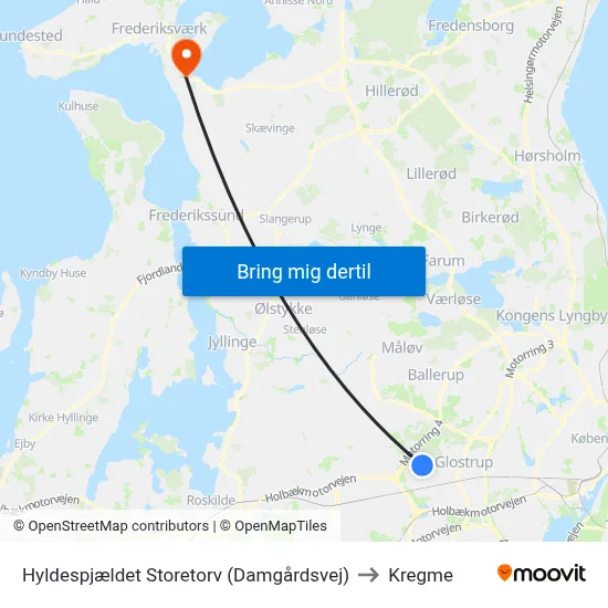 Hyldespjældet Storetorv (Damgårdsvej) to Kregme map