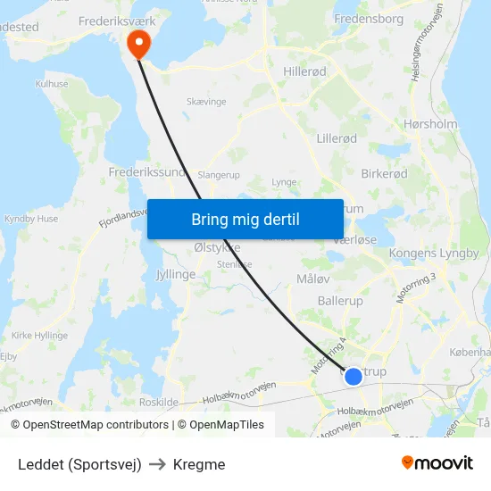 Leddet (Sportsvej) to Kregme map