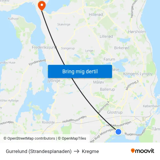 Gurrelund (Strandesplanaden) to Kregme map