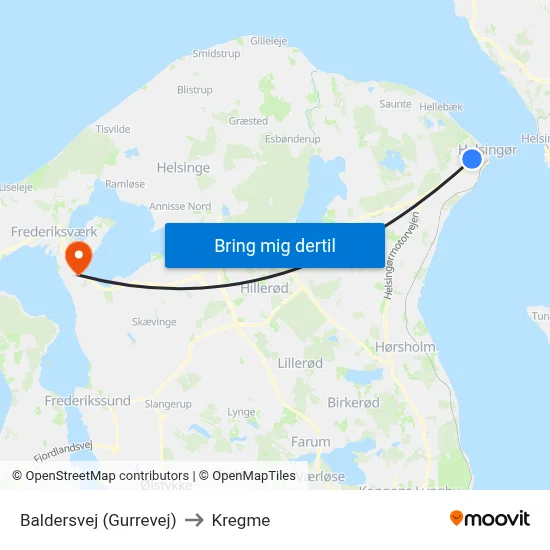 Baldersvej (Gurrevej) to Kregme map