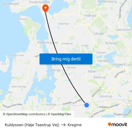 Kuldyssen (Høje Taastrup Vej) to Kregme map