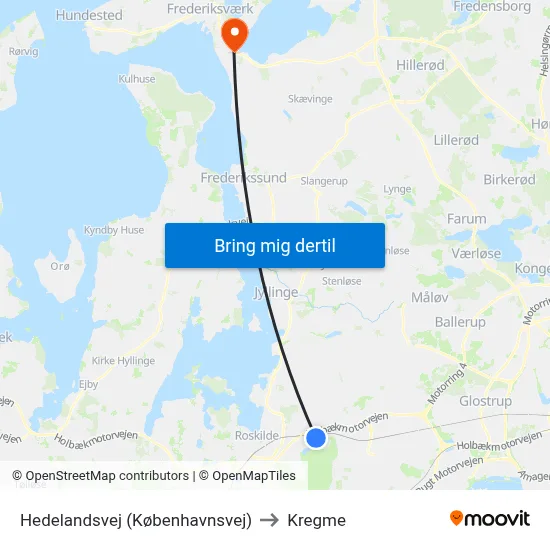 Hedelandsvej (Københavnsvej) to Kregme map