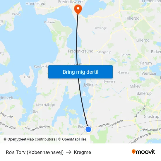 Ro's Torv (Københavnsvej) to Kregme map