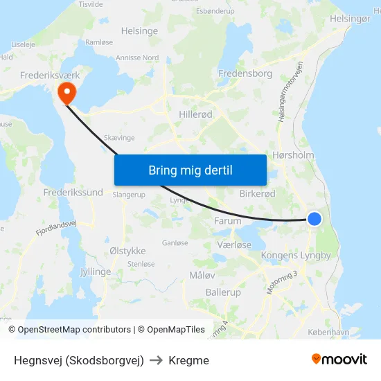 Hegnsvej (Skodsborgvej) to Kregme map