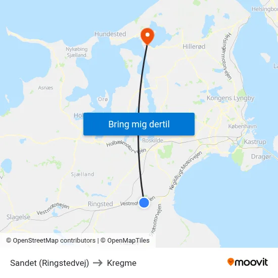 Sandet (Ringstedvej) to Kregme map