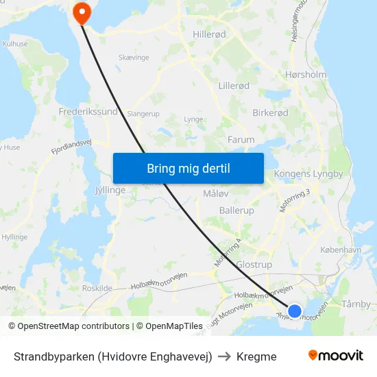 Strandbyparken (Hvidovre Enghavevej) to Kregme map