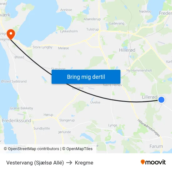 Vestervang (Sjælsø Allé) to Kregme map