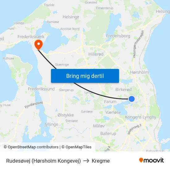 Rudesøvej (Hørsholm Kongevej) to Kregme map