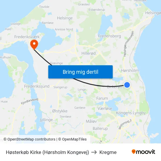 Høsterkøb Kirke (Hørsholm Kongevej) to Kregme map