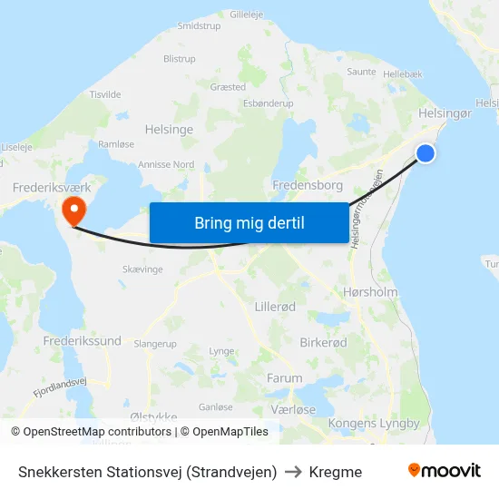 Snekkersten Stationsvej (Strandvejen) to Kregme map