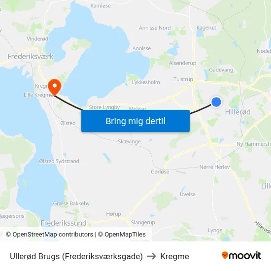 Ullerød Brugs (Frederiksværksgade) to Kregme map
