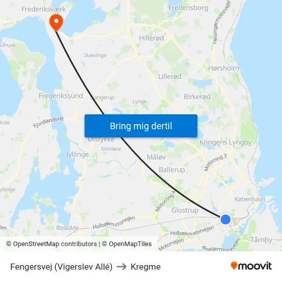 Fengersvej (Vigerslev Allé) to Kregme map