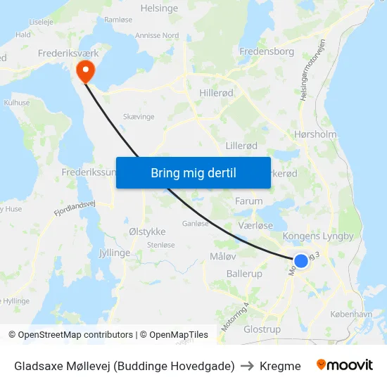 Gladsaxe Møllevej (Buddinge Hovedgade) to Kregme map