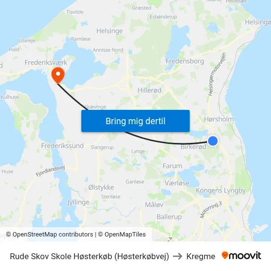 Rude Skov Skole Høsterkøb (Høsterkøbvej) to Kregme map