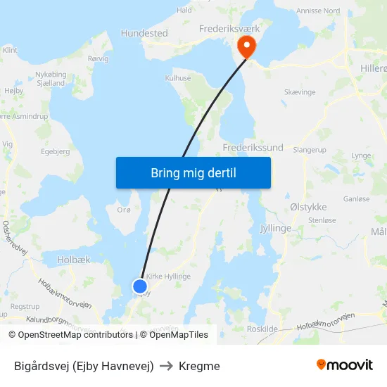 Bigårdsvej (Ejby Havnevej) to Kregme map