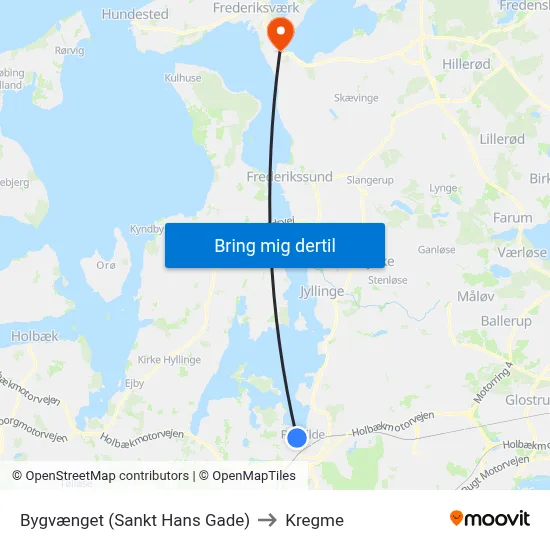 Bygvænget (Sankt Hans Gade) to Kregme map