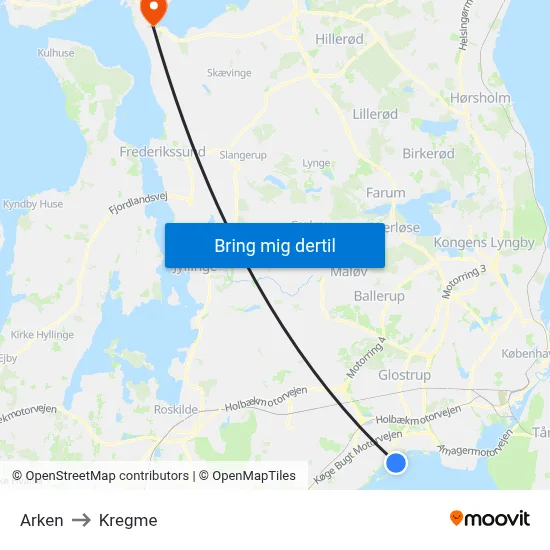 Arken to Kregme map