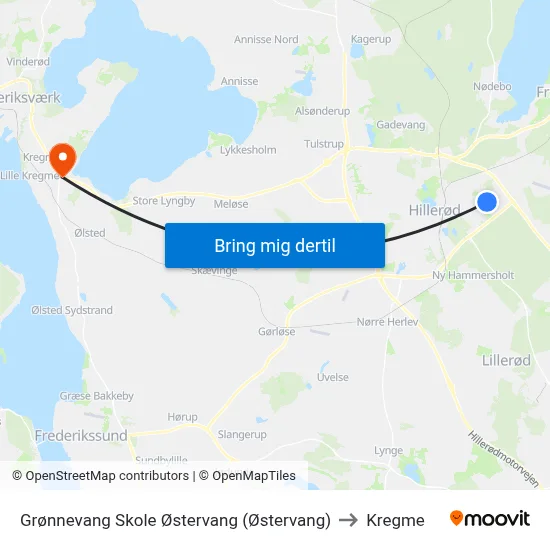 Grønnevang Skole Østervang (Østervang) to Kregme map