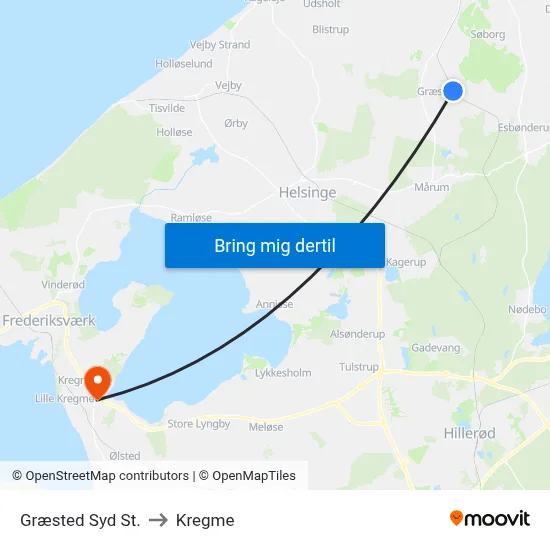 Græsted Syd St. to Kregme map