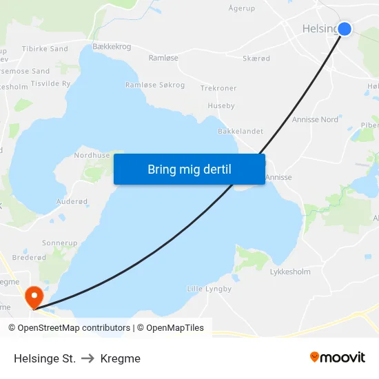 Helsinge St. to Kregme map