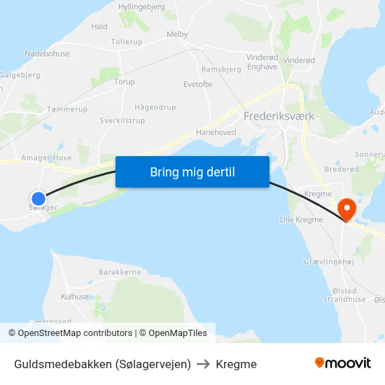 Guldsmedebakken (Sølagervejen) to Kregme map
