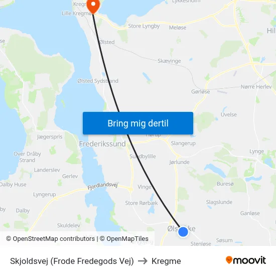 Skjoldsvej (Frode Fredegods Vej) to Kregme map