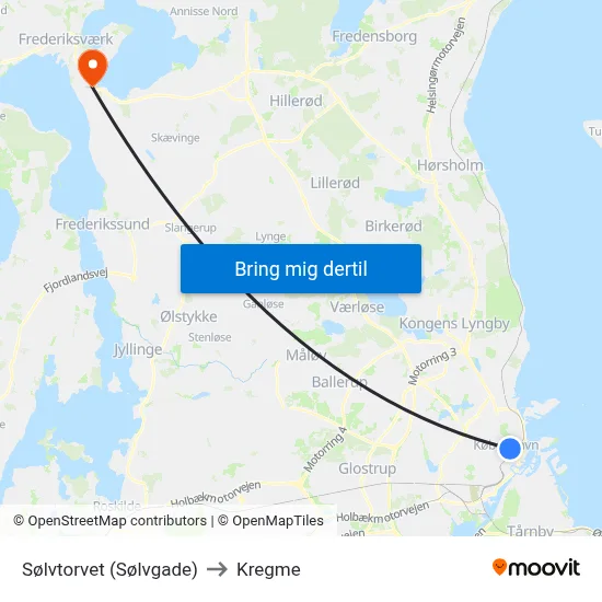 Sølvtorvet (Sølvgade) to Kregme map