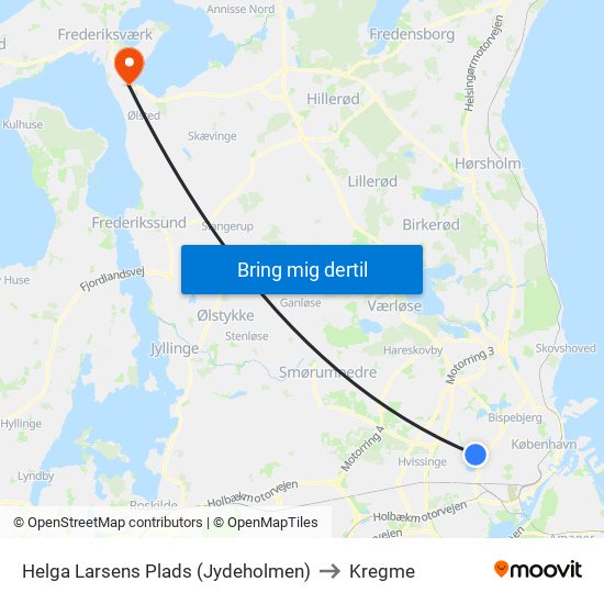 Helga Larsens Plads (Jydeholmen) to Kregme map
