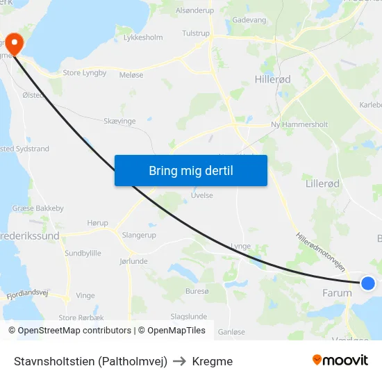 Stavnsholtstien (Paltholmvej) to Kregme map