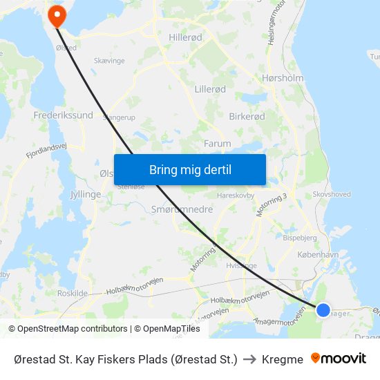 Ørestad St. Kay Fiskers Plads (Ørestad St.) to Kregme map