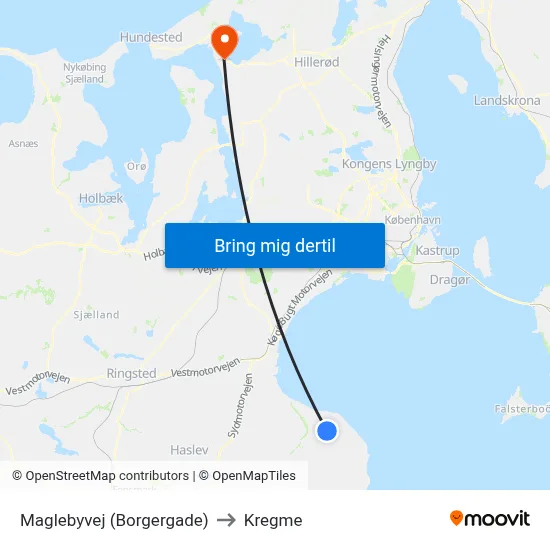Maglebyvej (Borgergade) to Kregme map