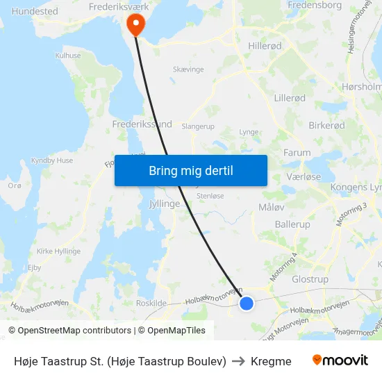 Høje Taastrup St. (Høje Taastrup Boulev) to Kregme map