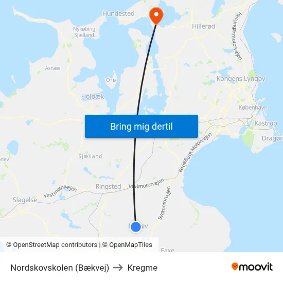 Nordskovskolen (Bækvej) to Kregme map
